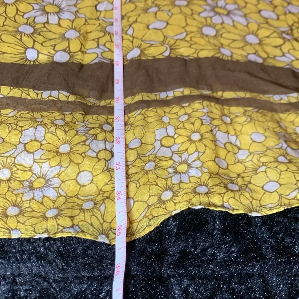 Women's Yellow Daisy Cotton Kaftan Swimsuit Cover Up & Matching Flip Flops NWT